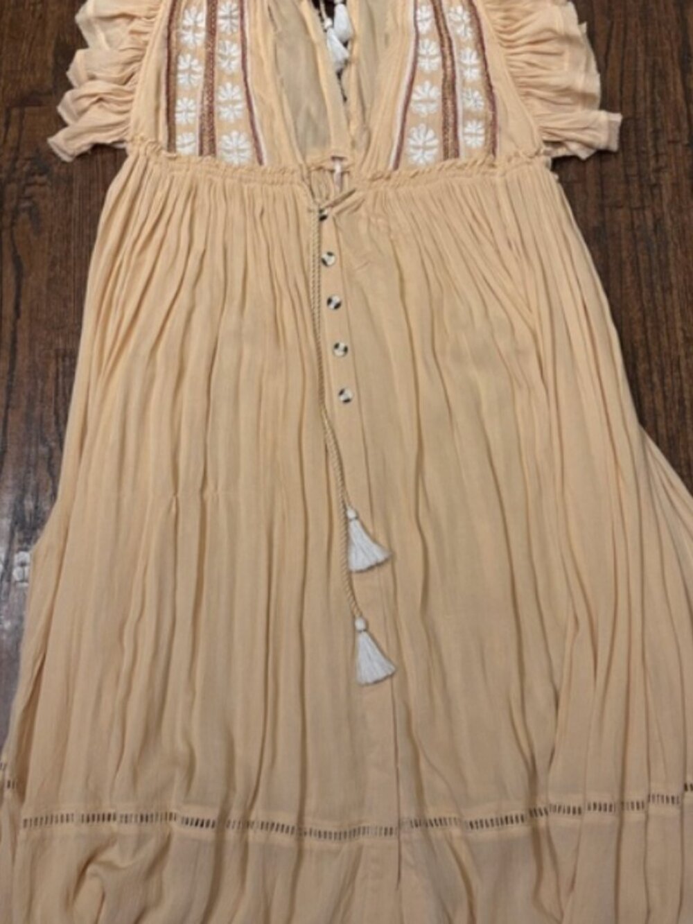 Free Peope Bohemian Maxi Dress with Embroidery sz XS - Picture 2 of 5